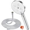 YEAUPE Soffione Doccia Anticalcare Con Tubo 1,6m, 6 Tipi Di Getto, Grande (⌀130 mm), Alta Pressione, Cromo