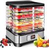 Nictemaw Essiccatore automatico da 400 W, Essiccatore per alimenti con 8 Pallet, Essiccatore per carne, frutta e verdura, temperatura regolabile 35-70 ℃, Argento Nero