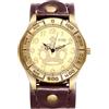 OIDEA Orologio da polso in vera pelle Vintage: cinturino in pelle marrone unisex con corona quadrante arabo al quarzo analogico retrò orologio regalo per uomo donna