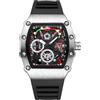 RORIOS Orologi da Polso Tonneau da Uomo Orologio Moda Quarzo Orologi Luminosi Analogico Orologio Sportivo Acciaio Inossidabile con Cinturino in Silicone Nero B