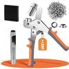 HAIMAYEE Occhiellatrice per Teloni Pinza Occhielli con 300 Occhielli Ø 10mm per Tessuti PVC Teloni Tende Sole Cartone Pelle Pinza Occhiellatrice Manuale Arancia