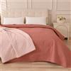 Caritex Copriletto Trapuntato Santorini per Letto Una Piazza e Mezza, in Microfibra, Bicolore e Reversibile - Trapuntino per Primavera e Autunno - 210x260 cm M608 [Rosa Antico - Rosa Cipria]