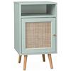sweeek Comodino scandinavo in Vimini, Boheme, Verde Celadon, 39x40x70 cm