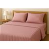 TEXTILE COLLECTION Set Lenzuola Matrimoniale SUITE in Microfibra con Righe Tono su Tono - Completo Letto composto da: 2 federe, lenzuolo sotto ad angoli e lenzuolo sopra - Rosa (Rosa)