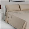 LARA MORADA - Set Completo Lenzuola Una Piazza E Mezza, Misura Francese, 100% Cotone, Made In Italy, Tinta Unita, Per Letto 1 Piazza E Mezza 140x200cm, Tortora