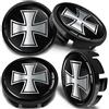 SkinoEu Compatibile con Coprimozzo VW 65mm Copricerchi Tappi Ruota Cerchi Lega Ricambio Nero Argento Croce di Ferro CVZ 6