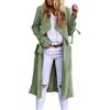 Generic Trench Lungo da Donna Aperto Davanti a Maniche Lunghe Cappotto Antivento con Tasche Casual Sottile con Cintura Completo Pantalone E Giacca Elegante