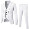 pvucpot Abito da Sposo Uomo Cerimonia Invernale Eleganti Giacca + Gilet + Pantaloni da Completo Estivo Casual Damascato Vestito Lavoro Tinta Unita Lino Capispalla con Tasca Vintage Sportivo Smoking