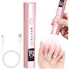 Makartt Lampada UV per unghie in gel - Mini lampada a LED UV portatile Lumière Nail Dryer for Curing Gel Polish Nail Glue Ricaricabile USB con LCD 2 Timer per Fast Drying Home Salon Rosa