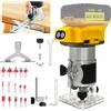 RAYLEEY Router per legno senza fili da 800 W, compatibile con batteria Dewalt da 20 V, motore senza spazzole da 30000 giri/min, 12 punte per router da 1/4, router manuale a 6 velocità (senza batteria)