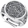 EUDORA Harmony Ball Anello con Sigillo Sacro in Argento Sterling S925 dei Sette Arcangeli, Anelli con Rune dei 7 Arcangeli per Donne e Uomini, Anello Regolabile con Protezione Gioielli Cattolici.