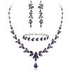 EVER FAITH Marquise Cristallo Set di Gioielli per la Sposa, Splendida Collana di Strass a Forma di Foglia, Orecchini Pendenti e Bracciale da Tennis Viola Argento Fondo