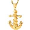 COOLSTEELANDBEYOND Collana con Ancora Dorata per Uomo, Design Nautico con Corda in Acciaio Inossidabile, Gioiello Biker Hip Hop