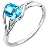 MIORE Anello Solitario Classico da Donna Miore in Oro Bianco con Topazio Azzurro Ovale Naturale Centrale di colore Brillante e Diamanti Naturali, Vero Oro 9KT 375, Anello di Fidanzamento con Gemma Naturale e Diamanti. Solitario anallergico. (12)