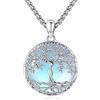 Eusense Collana di pietra Lunare in Argento 925 Collana con Albero Della vita Catena di Ciondoli Regali di Gioielli per Donne Signore Ragazze