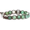 VLNET Bracciale originale Tibetano con ruota della preghiera in argento e pietre naturali. Unisex. Taglia unica. Benedetto dai Monaci Tibetani. (agata verde striata)