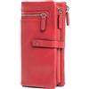 Lavalen® Portafoglio Donna Pelle Vera - Portafoglio Donna Firmato Grande Capacità con RFID - Porta Tessere Elegante - Porta carte di crédito - Portamonete Idea Regalo Perfetta, Rosso
