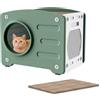 Froadp Casetta per gatti con tiragraffi per interni ed esterni, in plastica, per gatti, cuccia per gatti, 23 cm, colore: verde, 55,3 x 40,5 x 46 cm