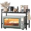 NETEL Mensola Microonde Estensibile Contatore Cucina Organizzatore Supporto Microonde Scaffali Salvaspazio Forno Mensola Con 8 ganci, Nero 2 livelli