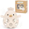 MCGMITT Giochi Neonato 0-3 mesi - Sonaglio a Forma di Pulcino in Silicone Giocattoli Montessori Sensoriali per Bambini, Mordicchiare Senza BPA, Palla Facile da Afferrare 6-9-12-18 Mesi, Beige