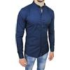 Evoga Camicia Uomo in Cotone Slim Fit Casual Elegante con Collo alla Coreana (XL, Blu)