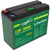 AFTERTECH 12v 30Ah LIFEPO4 PACCO BATTERIA RICARICABILE LITIO FERRO FOSFATO PILA 3000+ CICLI PROFONDI 12,8v 384wh