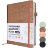 WWYSSZ Quaderno Delle Password Book Rubrica Alfabetica Quaderno con Registro A-Z, B6 Taccuino Portatile per Password Tascabile,Copertina Rigida per Ricordare Login Sito Web Username, 19*13 cm Marrone
