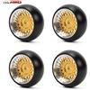 RCAWD Alloy RC Ruota Rim Pneumatici RC Drifting per 1/28 Wltoys K969 K989 P929 Kyosho Rally Modellino Auto Upgrade Parte 4pcs (Giallo)