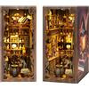 FEIMUOSI Book Nook Kit Case delle bambole: Fai da Te Casa Miniatura in Legno 3D con Puzzle e Luce LED a Sensore per Inserto da Libreria, Decorazione Casa Minuscola per Adulti e Adolescenti