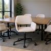 FurnitureR Sedia da lavoro beige, design moderno, imbottitura in ciniglia, mobile confortevole e salvaspazio, robusto telaio in metallo, girevole e regolabile in altezza, ideale per l'ufficio e la