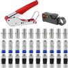 AEDIKO Coax Cavo crimper 32 pezzi Coassiale Compression Tool Kit Wire Stripper with F RG6 RG59 Connectors for RG6 Cable and Cable TV