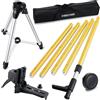 Firecore FLP370C - Asta telescopica da 3,7 m con treppiede e supporto laser da 1/4 x 20 per laser rotanti e laser a linea, asta di montaggio laser regolabile con adattatore filettato da 5/8