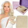 Fshine Capelli Veri Geniale Tessitura 50g 35cm Biondo Platino - Extension Lisci Matassa Aggiornato Ultra Sottile Umani per Bambina