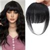 XFSRG Frangetta Capelli Veri Clip Naturale Capelli Finti Extension Parrucca con Frangetta per Donna (Nero)