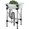 TYLAOXIAO Lavamani Industriale Plastica,Lavello da Cucina per Autoportante,Bianca,Lavandino da Esterno con Supporto Pieghevole Inox per Giardino Garage Campeggio (Bianca,50.5x34.5x75cm)