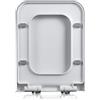 Giural Copriwater Universali, 47x36cm Tavoletta WC Quadrato Bianco in PP, Sedile WC Chiusura Ammortizzata con Sgancio Rapido a un Pulsante per Facile da Montare e Pulire