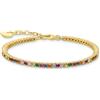 THOMAS SABO A2021-996-7-L19V - Bracciale da tennis da donna placcato oro giallo 750, con pietre colorate, lunghezza: 16-19 cm, 16-19 cm, Argento sterling Gemma Oro giallo, Zirconia cubica
