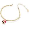 Donipreziosi Bracciale Donna - Campanella Capri Bracciale in Acciaio Dorato, Campanella Capri Colorata - Bigiotteria Donna Ipoallergenica e Antigraffio, Chiusura a Moschettone (Magenta)