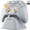 EasySMX D05 Wireless Controller PC con Base di Ricarica - RGB luce - Joystick Hall - Trigger Hall - Batteria ricaricabile da 1000 mAh - Vibrazione - Turbo - per PC/Switch/Mobile - Bianco