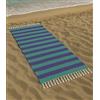 Vico Casa® Telo mare VERSILIA grande 90x200cm, asciugamano mare in cotone con disegno a righe/Telo spiaggia, piscina, sauna/Verde e Viola
