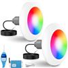 LyLmLe Faro Piscina LED con Filettatura Esterna 2, 25W Proiettore Piscina RGB Multicolore con Controller, Ø242mm, 12V AC Lampada per Piscinas Prefabbricate Vetroresina Fuori Terra Acciaio, Set 2
