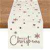 YCOLL Runner da Tavola Natalizio Beige con Albero e Fiocco di Neve, Idrorepellente Moderno per Tavolo da Pranzo, Sala da Pranzo e Decorazioni di Natale e Feste