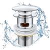 Ainiv Piletta Lavabo Bagno, Piletta Lavabo Universale G1 1/4", Pop-Up Valvola di Scarico in Ottone Cromato, Adatto per Cucina e Bagno, Lavabo, Sifone Bidet, Vasca
