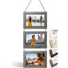 NEOWS Set Cornici Foto Multiple da Parete con Corda - Portafoto Multiplo Decorativo con Cornici in Legno - Collage Foto da Appendere al Muro- Cornici 10x15 cm (Rovere Grigio, 3 Foto Orizzontale)