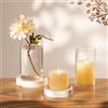 NUPTIO Lanterna Vetro Portacandele In Legno: Set di 2 Bianco rustico Cilindro Con Fondo Vaso Grandi Candele A Colonna Portacandele Portacandele Decorazione Tavolo Decorazione Tavolo Natale