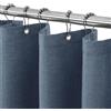 VANZAVANZU Tenda da Doccia Impermeabile con Ganci in Metallo Tenda da Bagno in Tessuto Lino Poliestere Antimuffa per Vasca da Bagno Stanza Bagnata Box Doccia - 92 x 182cm (Blu Navy)