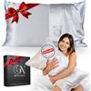 GN Glowy Nights Federa Seta Cuscino 40x80 Certificata da Dermatologi per Pelle e Capelli | Federa in seta per capelli | Massima qualitá 6A, 22 momme | Silk pillowcase (Argento - bordino Argento)