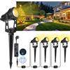 LAMPELIP Faretti da Giardino, 4 Pezzi/14M Faretti da Esterno Giardino con Funzione di Timer e Sensore di Luce, 3000K Bianco 12V IP65 Impermeabile, Illuminazione Giardino per Sentiero, Patio, Alberi