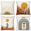 Hnmdmyi Copricuscino Boho 40x40 Set di 4, metà secolo astratto sole montagna foglia arcobaleno coperture cuscino decorativo natura paesaggio arte moderna lino copertura cuscino per divano Home Decor