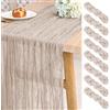 Pesonlook Confezione da 8 Runner da tavola in Garza da 3 m di Lunghezza, Marrone e Grigio, Rustico, Stile Bohémien, per Matrimoni, Addio al Nubilato, Feste, banchetti-55 x 300 cm